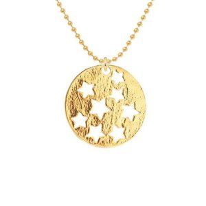 Stargazer Necklace Gold Medallion Necklace Star Necklace Gold Coin Necklace